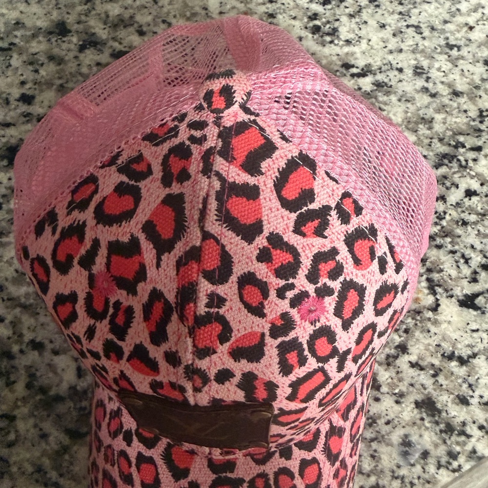 Pink Leopard Print Cap With Logo Patch - image 5